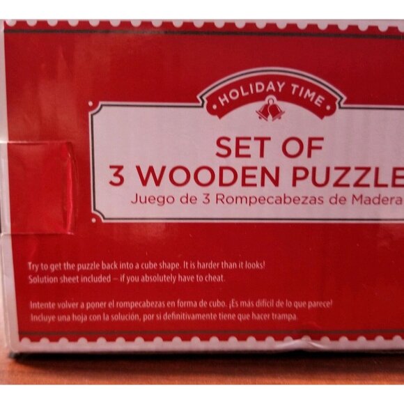 Holiday Time Set Of 3 Wooden Puzzles Brainteasers Great Gift NEW IN BOX - Picture 5 of 6